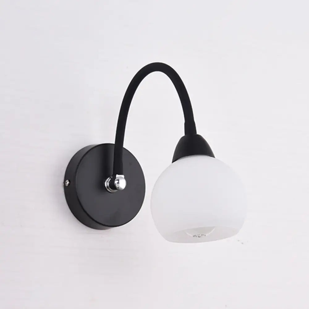 Retro Black Opaline Glass Wall Sconce: Ball Mounted Vanity Light For Bathroom 1 / Globe