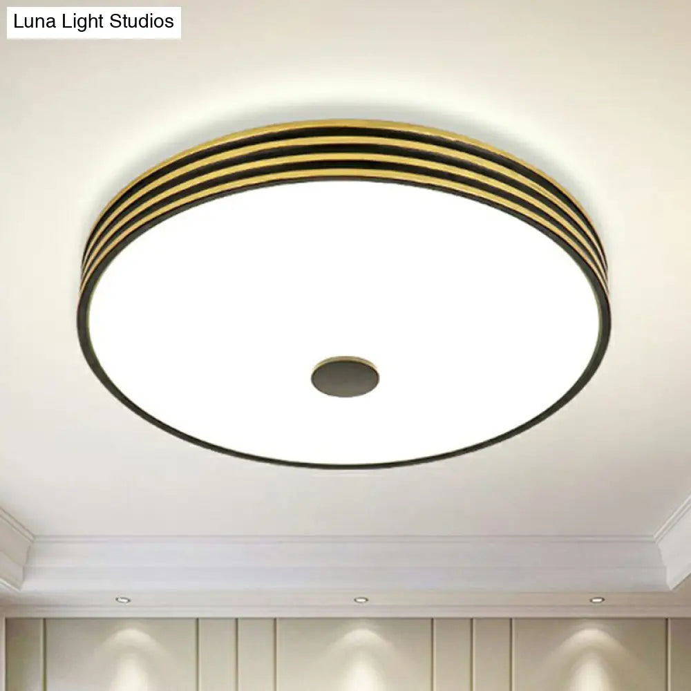 Retro Bowl Led Flush Mount Ceiling Light With Opal Glass - Ideal For Corridor Lighting Gold-Black /