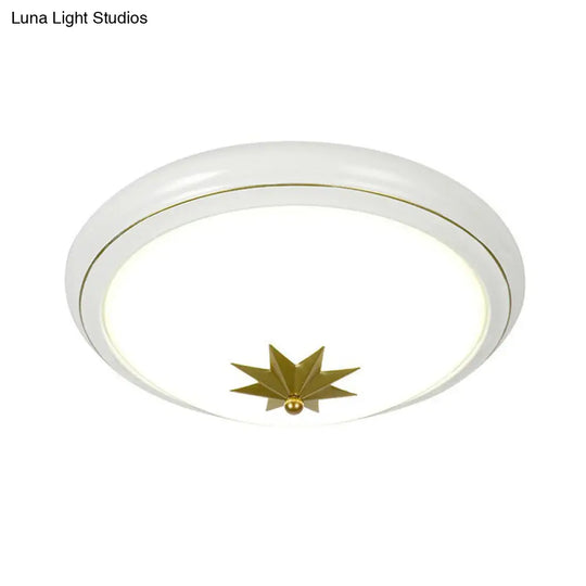 Retro Bowl Led Flush Mount Ceiling Light With Opal Glass - Ideal For Corridor Lighting