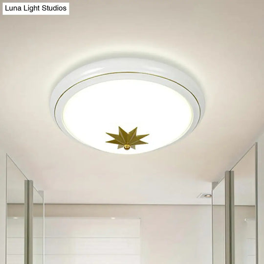 Retro Bowl Led Flush Mount Ceiling Light With Opal Glass - Ideal For Corridor Lighting White / Small