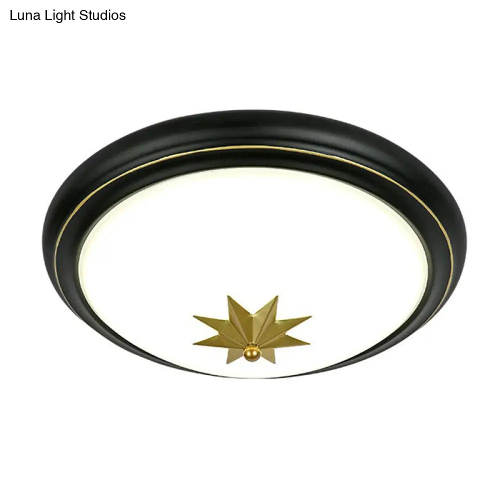 Retro Bowl Led Flush Mount Ceiling Light With Opal Glass - Ideal For Corridor Lighting