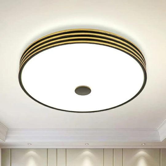 Retro Bowl Led Flush Mount Ceiling Light With Opal Glass - Ideal For Corridor Lighting Gold - Black