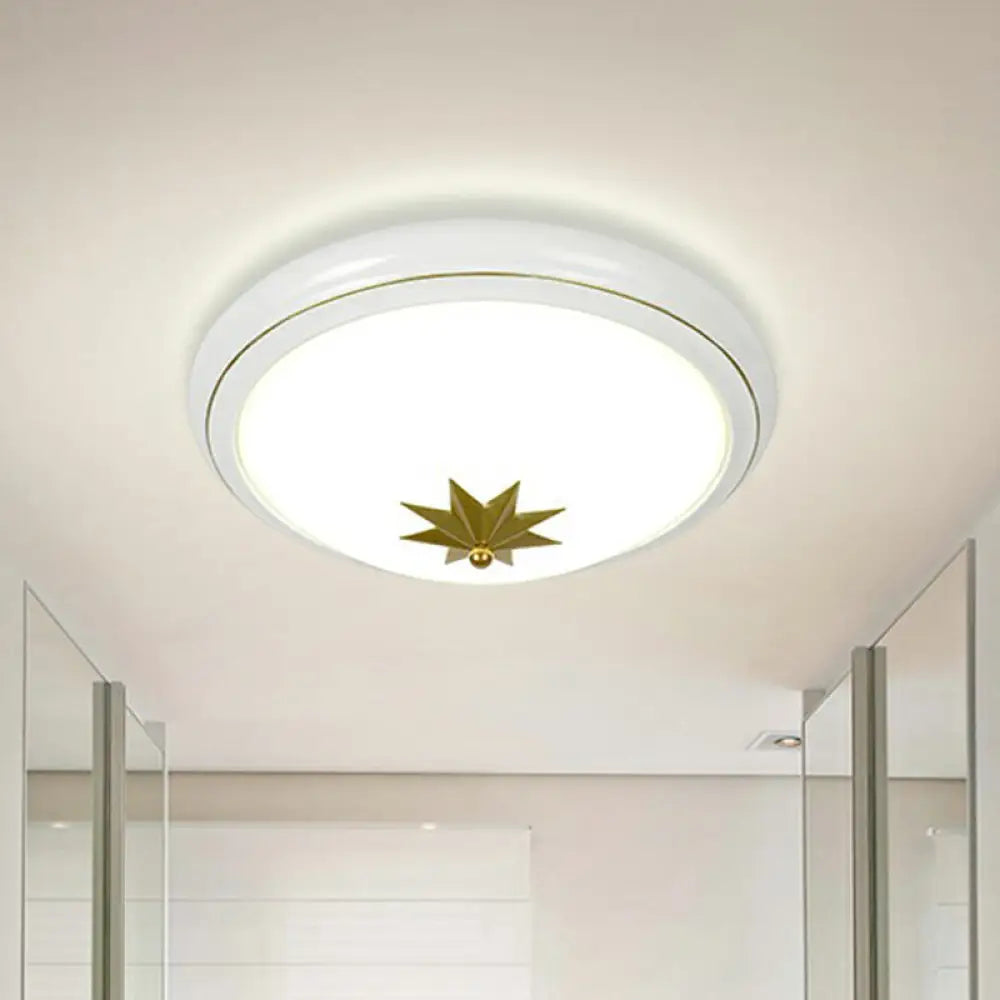 Retro Bowl Led Flush Mount Ceiling Light With Opal Glass - Ideal For Corridor Lighting White / Small