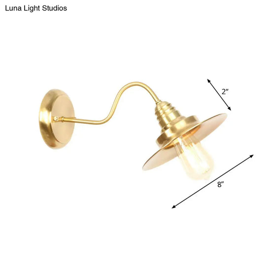 Retro Brass Gooseneck Wall Reading Lamp With 1-Light Metallic Finish And Assorted Shades