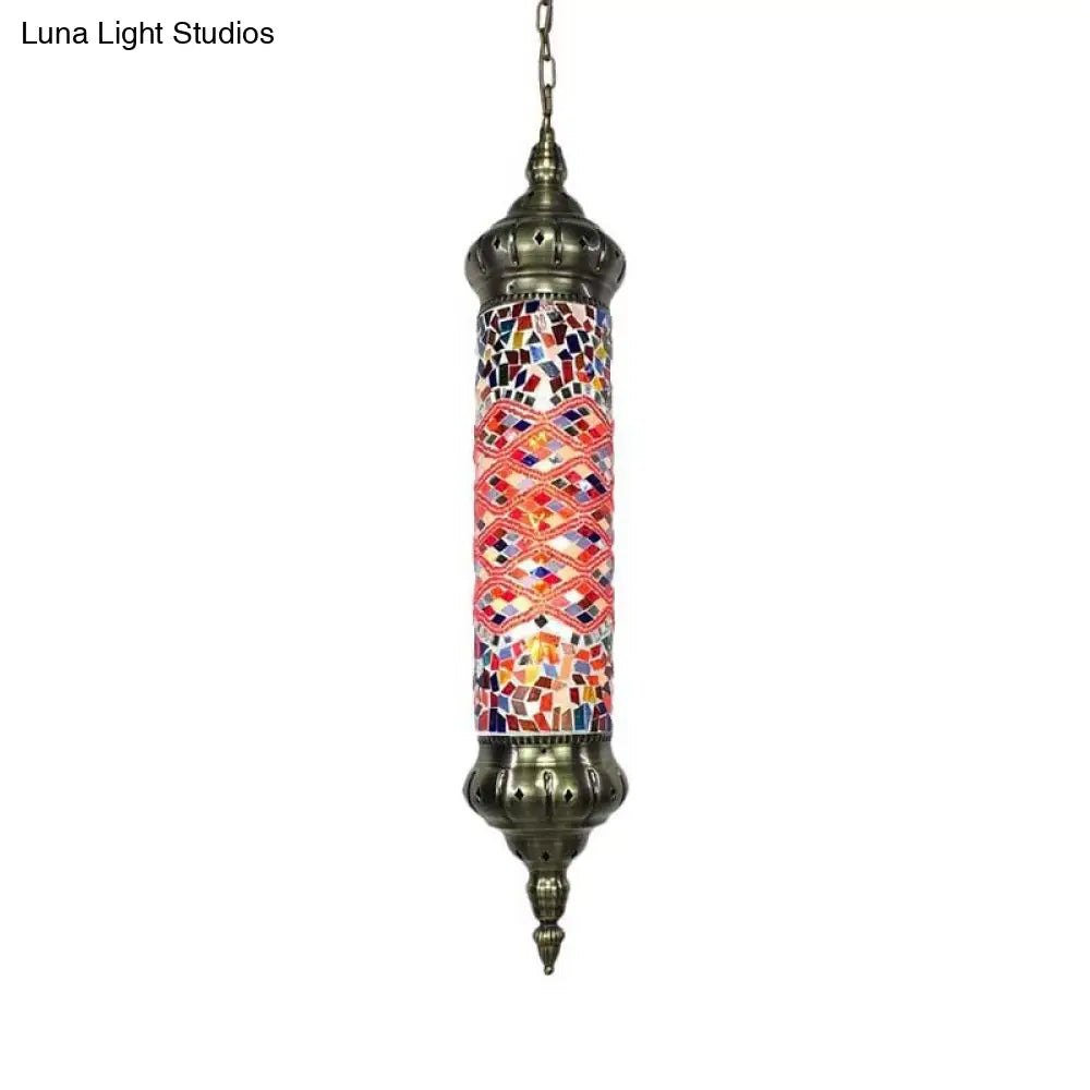 Retro Colorful Glass Bronze Tube Pendant Light - 1/4 Heads Ceiling Fixture For Living Room