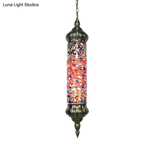 Retro Colorful Glass Bronze Tube Pendant Light - 1/4 Heads Ceiling Fixture For Living Room