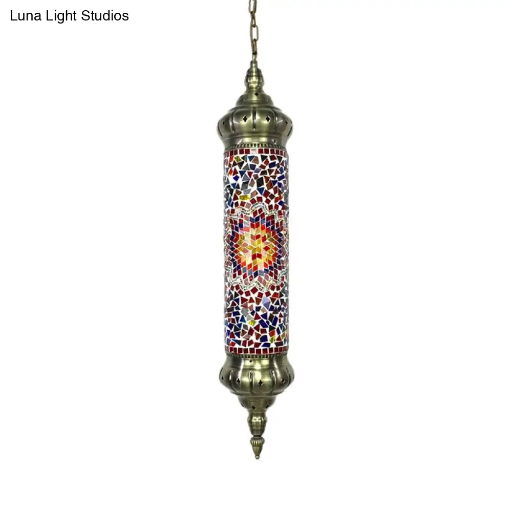 Retro Colorful Glass Bronze Tube Pendant Light - 1/4 Heads Ceiling Fixture For Living Room