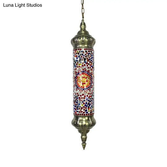 Retro Colorful Glass Bronze Tube Pendant Light - 1/4 Heads Ceiling Fixture For Living Room