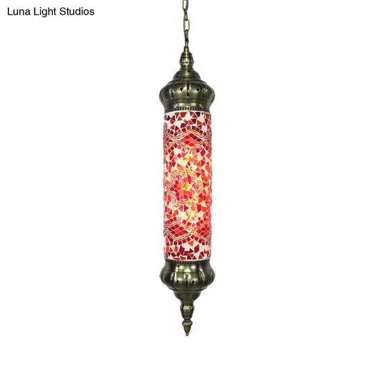 Retro Colorful Glass Bronze Tube Pendant Light - 1/4 Heads Ceiling Fixture For Living Room