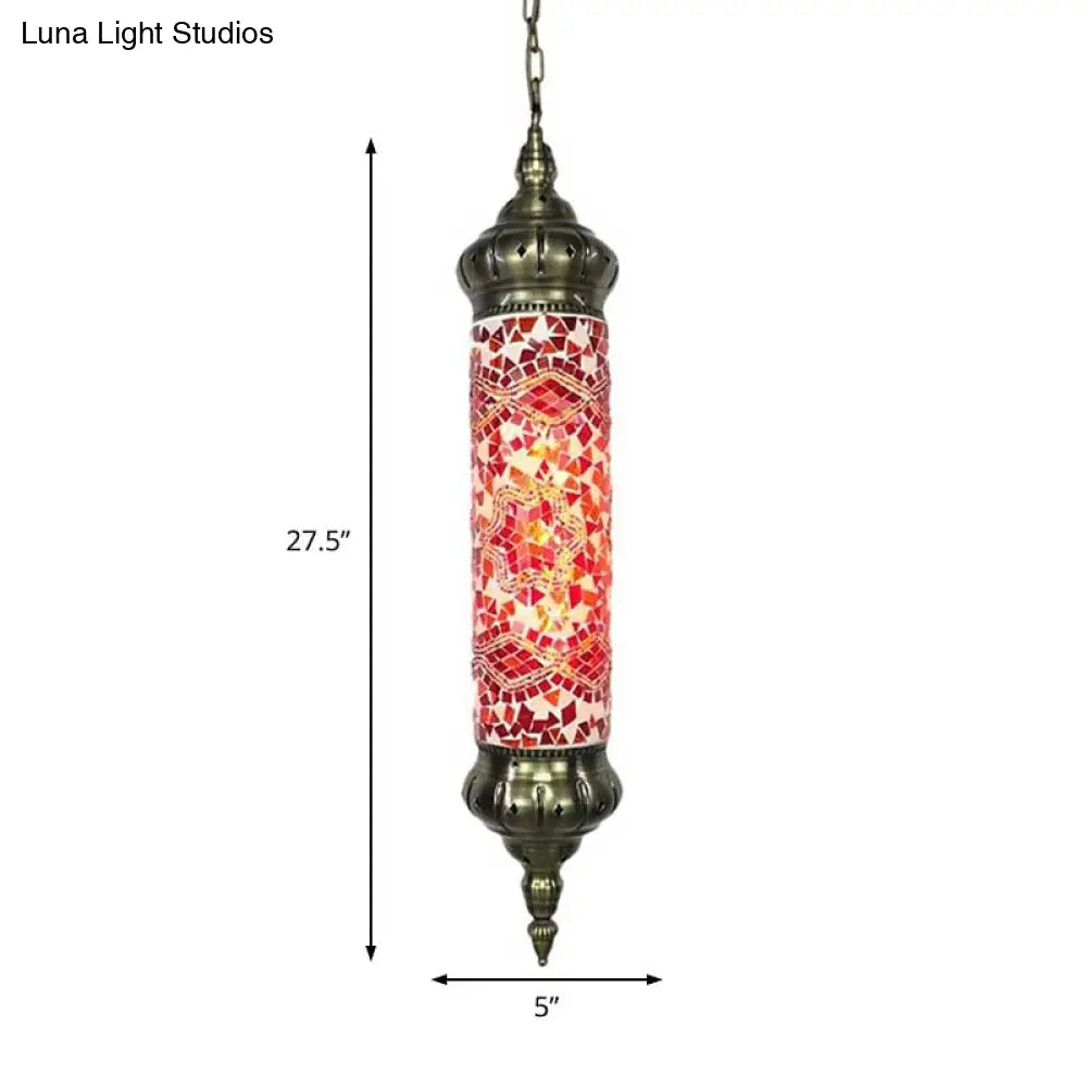 Retro Colorful Glass Bronze Tube Pendant Light - 1/4 Heads Ceiling Fixture For Living Room