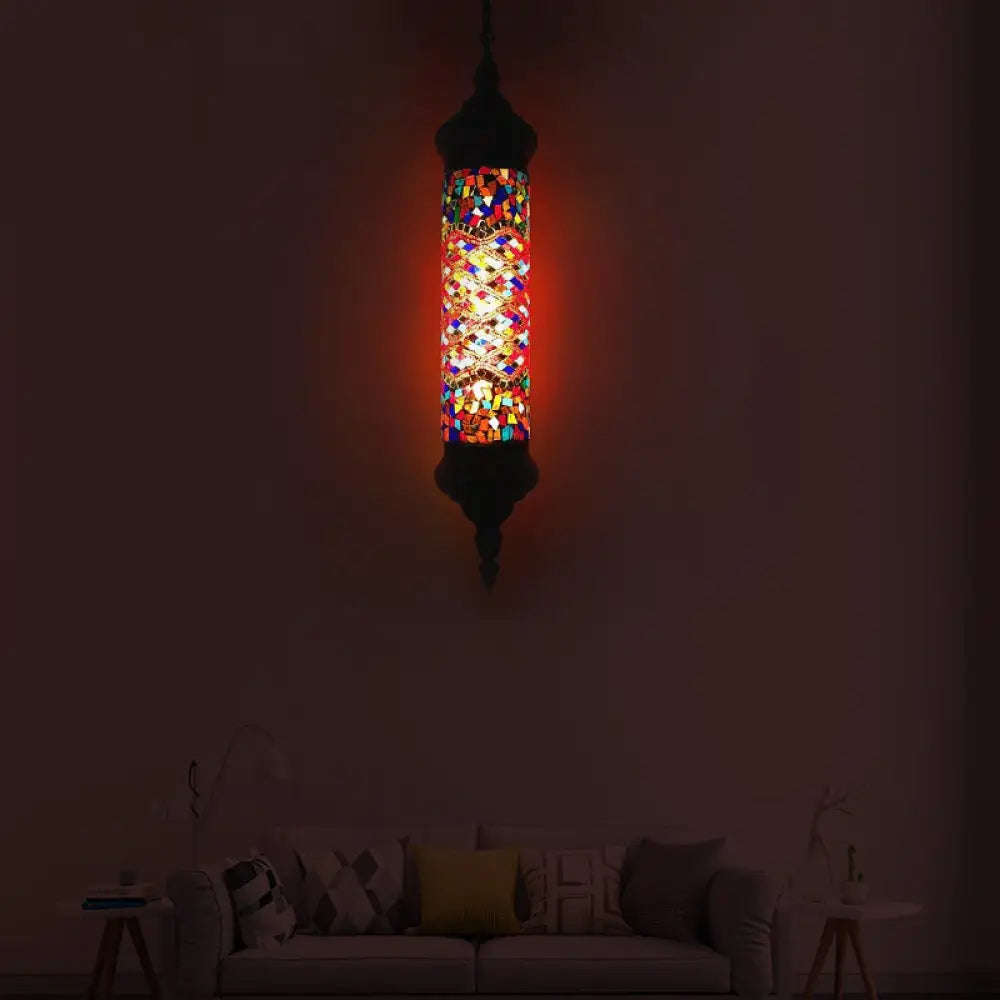 Retro Colorful Glass Bronze Tube Pendant Light - 1/4 Heads Ceiling Fixture For Living Room / B 1