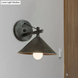 Retro Conical Wall Mount Lamp: Single Light Metal Lighting In Matte Black/Brass/Aged Silver