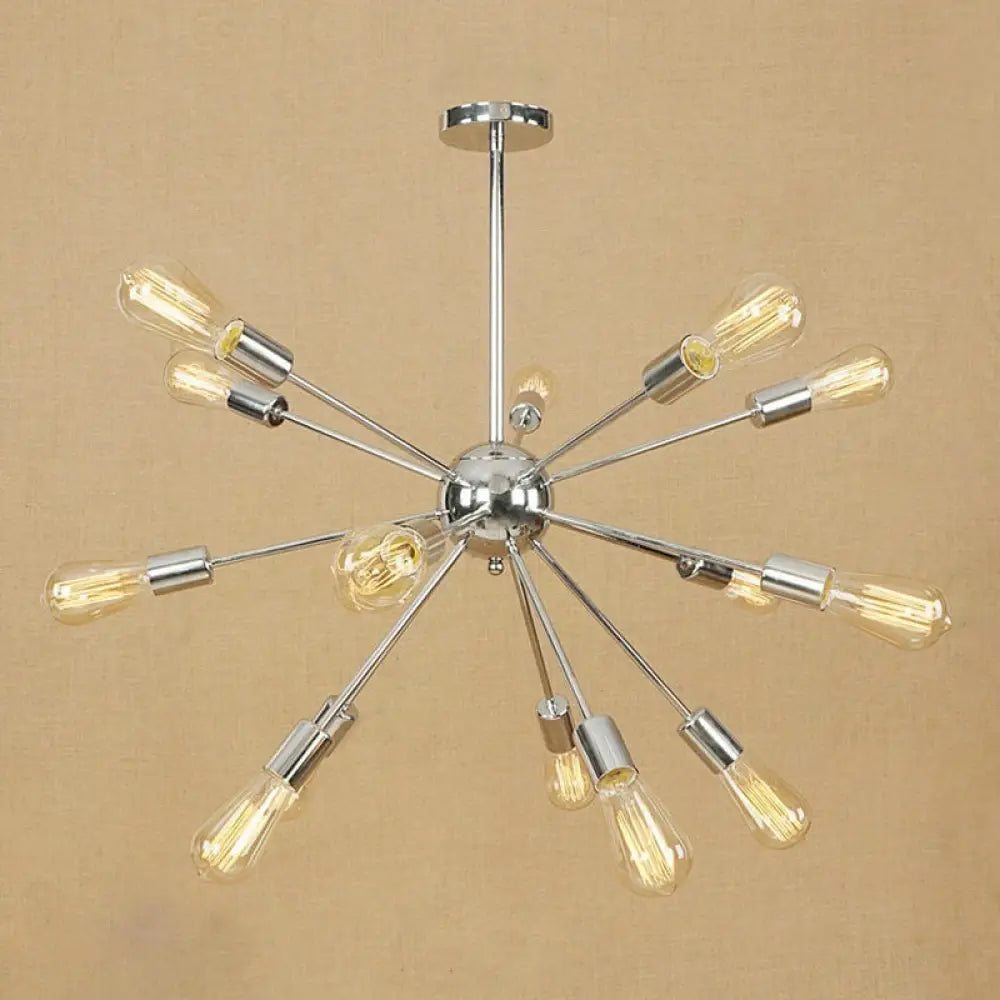 Retro Copper/Chrome Chandelier - Stylish 9/12 Lights Pendant Light For Over Table 15 / Chrome