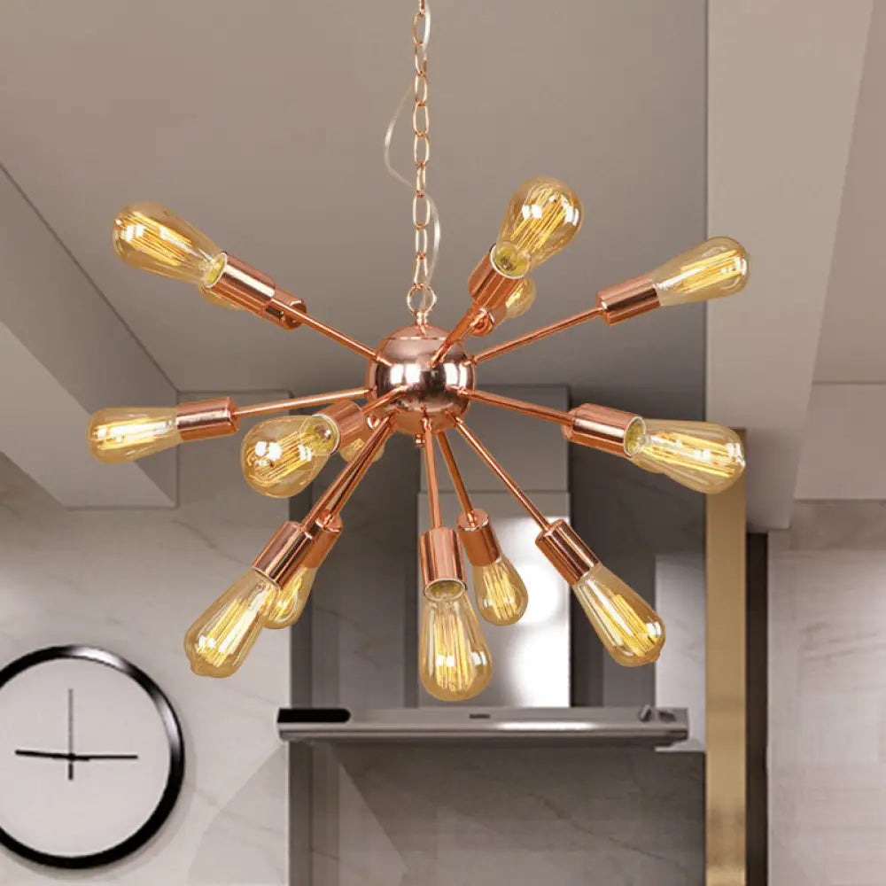 Retro Copper/Chrome Chandelier - Stylish 9/12 Lights Pendant Light For Over Table 15 / Copper