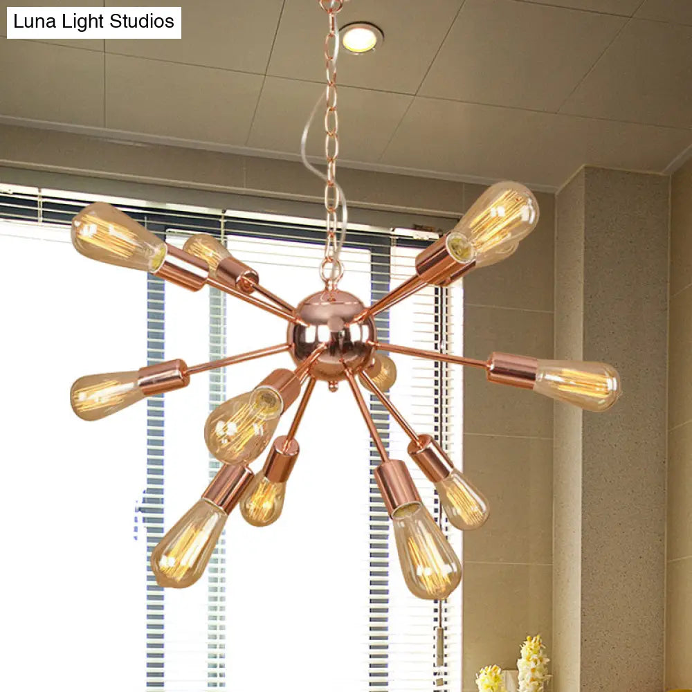 Retro Copper/Chrome Chandelier - Stylish 9/12 Lights Pendant Light For Over Table