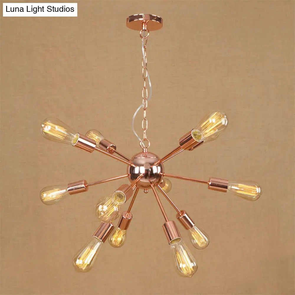 Copper/Chrome Sputnik Chandelier - Retro Metal Pendant Light With 9/12 Lights Stylish Ceiling Lamp