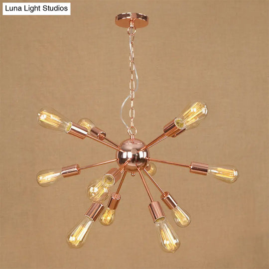 Copper/Chrome Sputnik Chandelier - Retro Metal Pendant Light With 9/12 Lights Stylish Ceiling Lamp