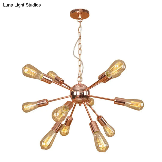 Copper/Chrome Sputnik Chandelier - Retro Metal Pendant Light With 9/12 Lights Stylish Ceiling Lamp