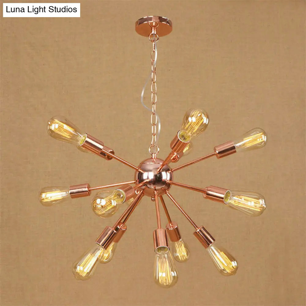 Copper/Chrome Sputnik Chandelier - Retro Metal Pendant Light With 9/12 Lights Stylish Ceiling Lamp