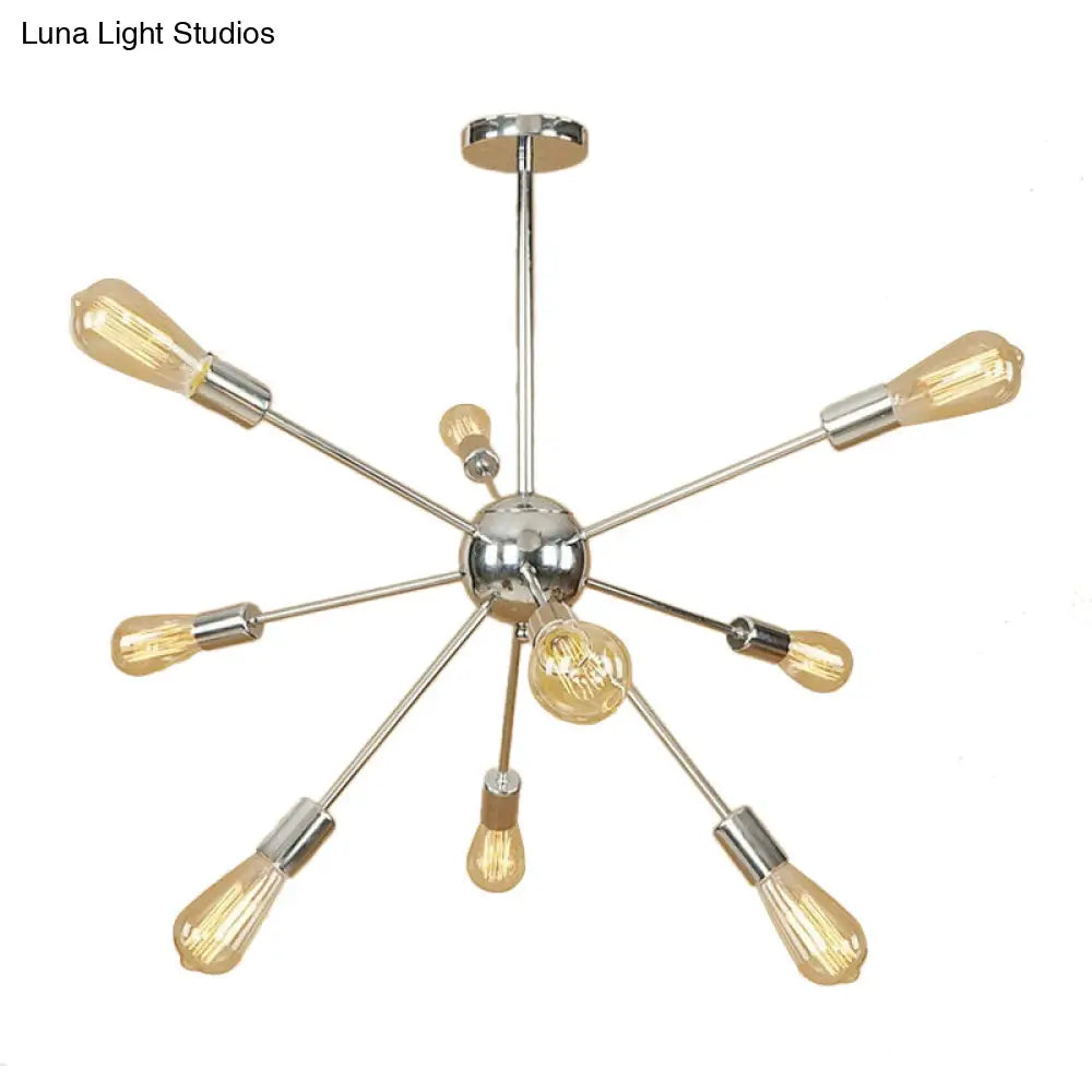 Copper/Chrome Sputnik Chandelier - Retro Metal Pendant Light With 9/12 Lights Stylish Ceiling Lamp