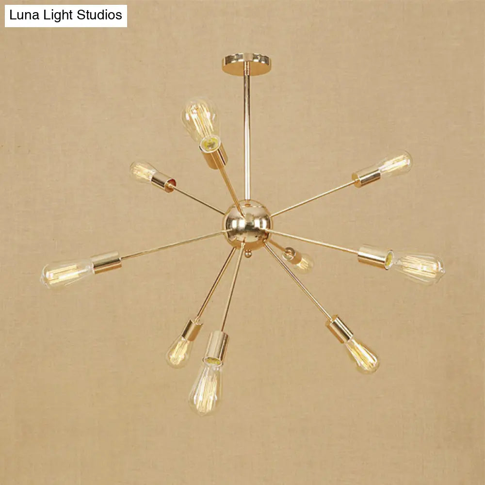 Copper/Chrome Sputnik Chandelier - Retro Metal Pendant Light With 9/12 Lights Stylish Ceiling Lamp