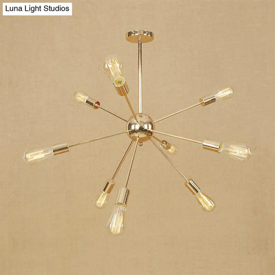 Copper/Chrome Sputnik Chandelier - Retro Metal Pendant Light With 9/12 Lights Stylish Ceiling Lamp