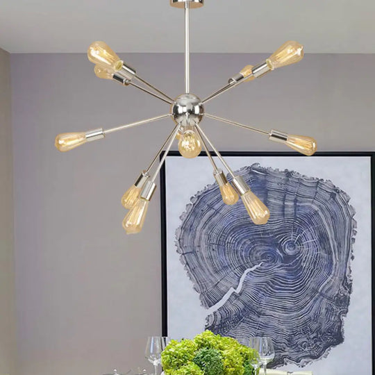 Retro Copper/Chrome Chandelier - Stylish 9/12 Lights Pendant Light For Over Table 12 / Chrome