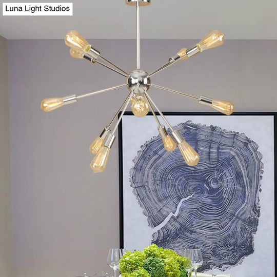 Copper/Chrome Sputnik Chandelier - Retro Metal Pendant Light With 9/12 Lights Stylish Ceiling Lamp