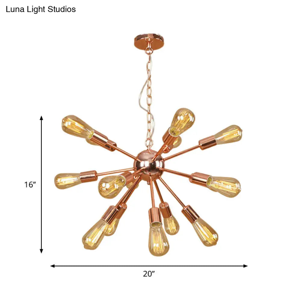 Copper/Chrome Sputnik Chandelier - Retro Metal Pendant Light With 9/12 Lights Stylish Ceiling Lamp