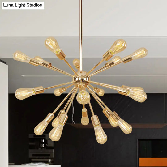 Copper/Chrome Sputnik Chandelier - Retro Metal Pendant Light With 9/12 Lights Stylish Ceiling Lamp