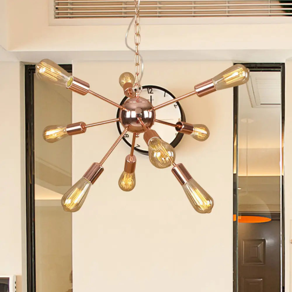 Retro Copper/Chrome Chandelier - Stylish 9/12 Lights Pendant Light For Over Table 9 / Copper