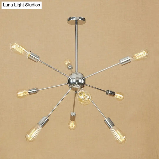 Copper/Chrome Sputnik Chandelier - Retro Metal Pendant Light With 9/12 Lights Stylish Ceiling Lamp