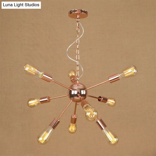 Copper/Chrome Sputnik Chandelier - Retro Metal Pendant Light With 9/12 Lights Stylish Ceiling Lamp