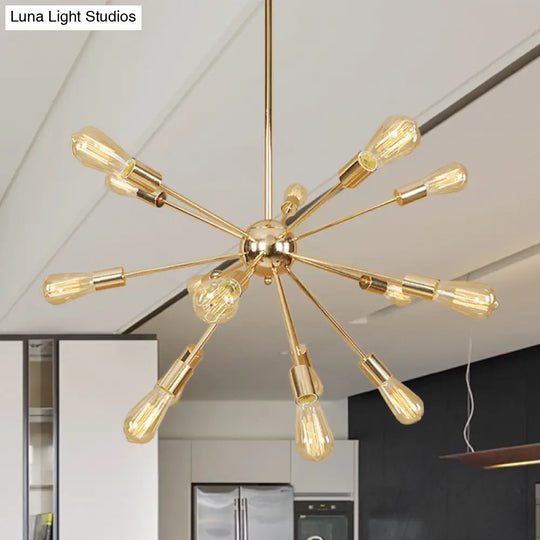 Copper/Chrome Sputnik Chandelier - Retro Metal Pendant Light With 9/12 Lights Stylish Ceiling Lamp