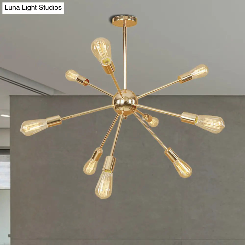 Copper/Chrome Sputnik Chandelier - Retro Metal Pendant Light With 9/12 Lights Stylish Ceiling Lamp