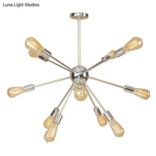 Copper/Chrome Sputnik Chandelier - Retro Metal Pendant Light With 9/12 Lights Stylish Ceiling Lamp