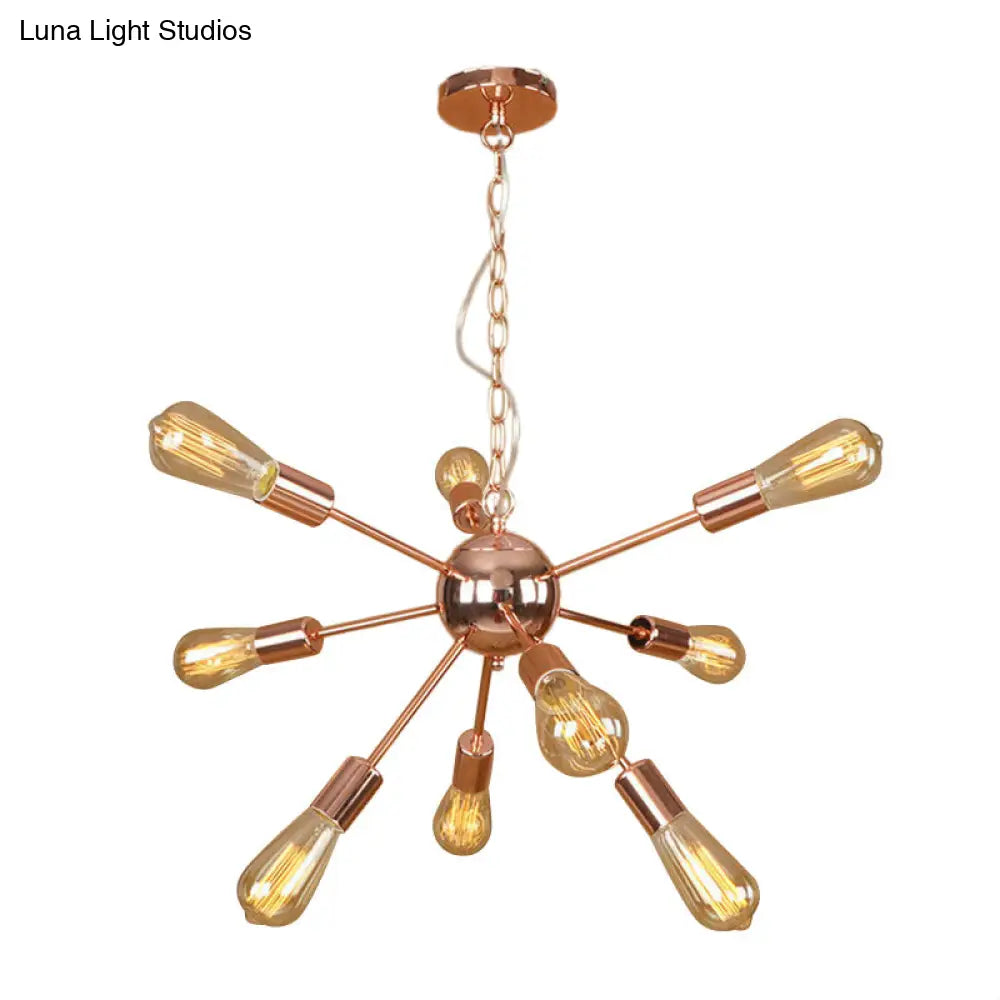 Copper/Chrome Sputnik Chandelier - Retro Metal Pendant Light With 9/12 Lights Stylish Ceiling Lamp