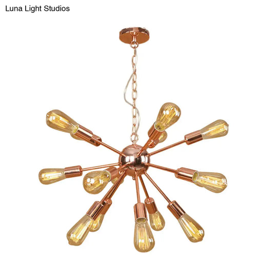 Copper/Chrome Sputnik Chandelier - Retro Metal Pendant Light With 9/12 Lights Stylish Ceiling Lamp