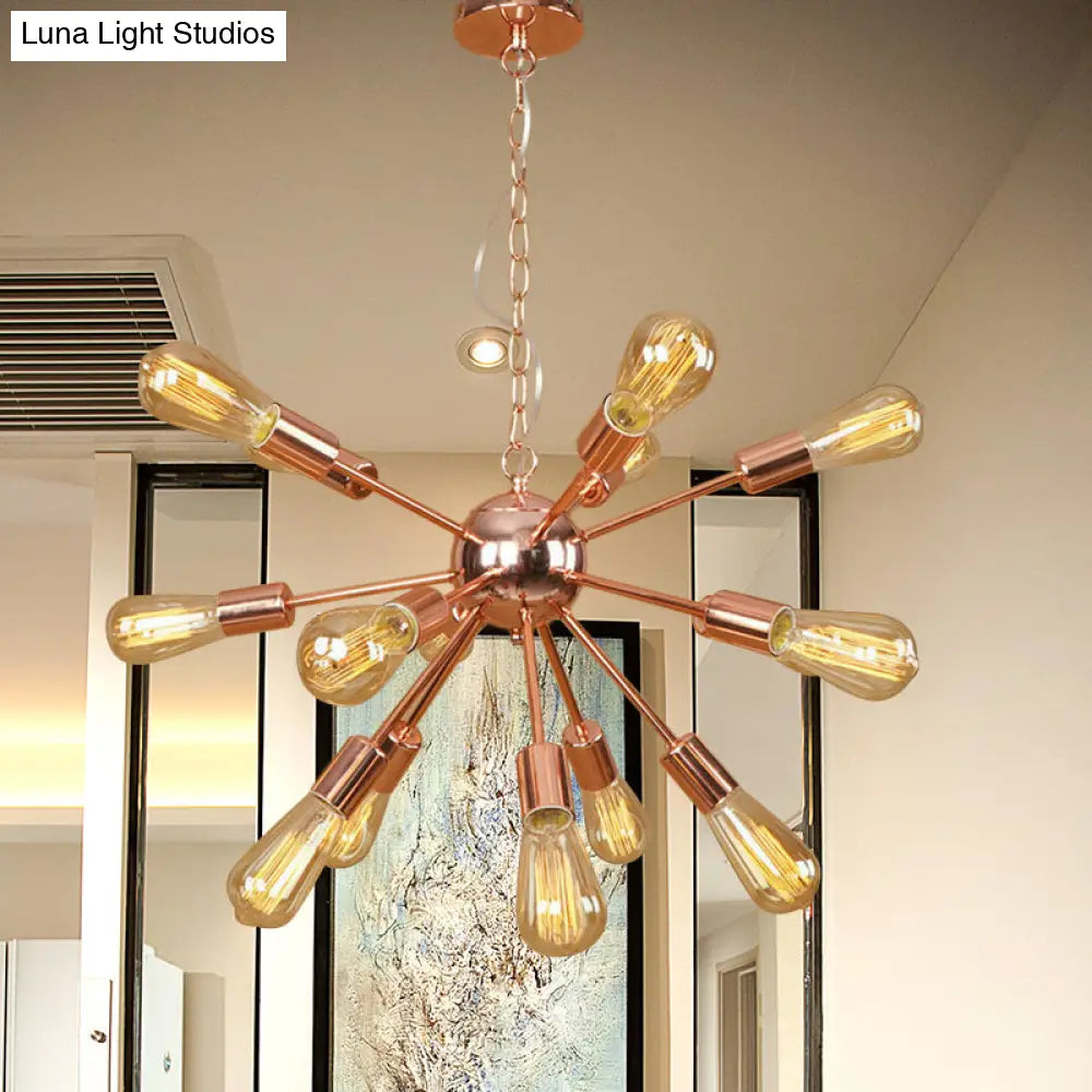 Retro Copper/Chrome Chandelier - Stylish 9/12 Lights Pendant Light For Over Table