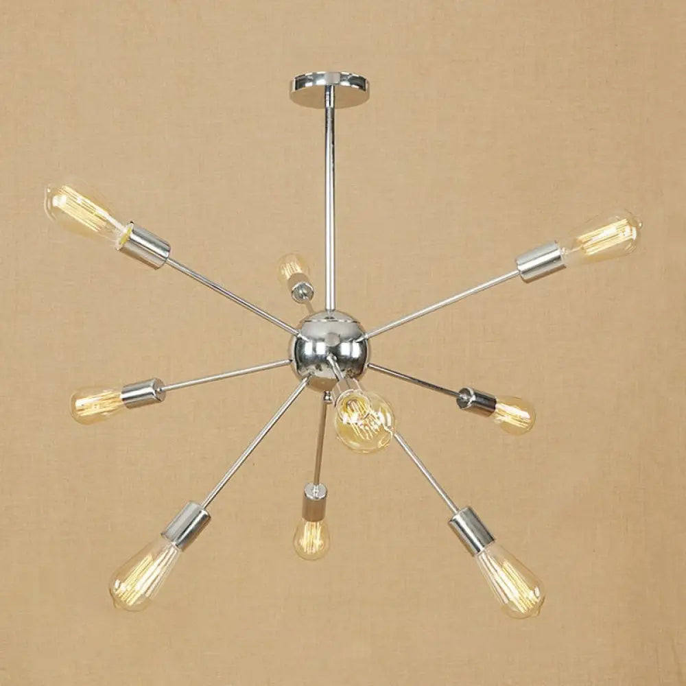 Retro Copper/Chrome Chandelier - Stylish 9/12 Lights Pendant Light For Over Table 9 / Chrome