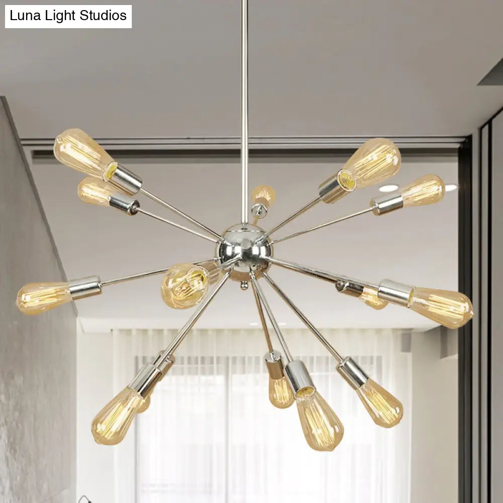 Copper/Chrome Sputnik Chandelier - Retro Metal Pendant Light With 9/12 Lights Stylish Ceiling Lamp