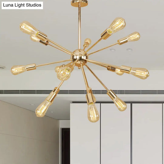 Copper/Chrome Sputnik Chandelier - Retro Metal Pendant Light With 9/12 Lights Stylish Ceiling Lamp