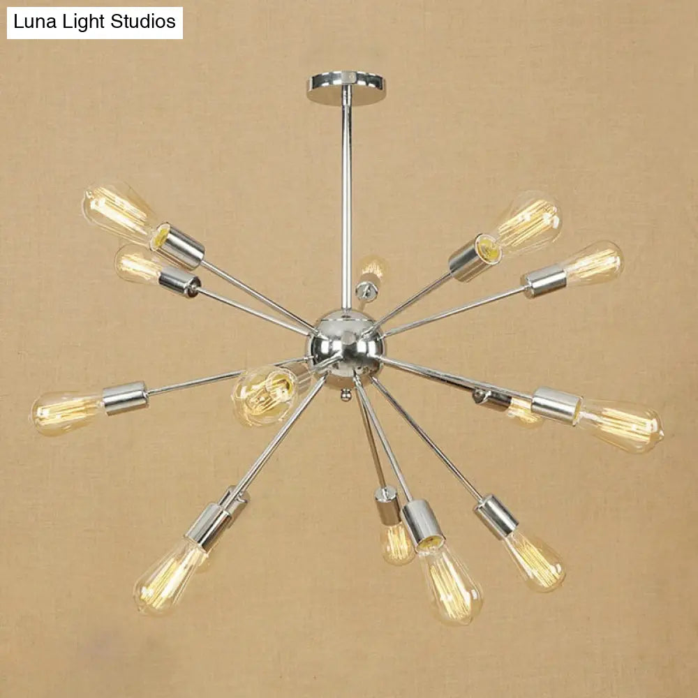 Copper/Chrome Sputnik Chandelier - Retro Metal Pendant Light With 9/12 Lights Stylish Ceiling Lamp