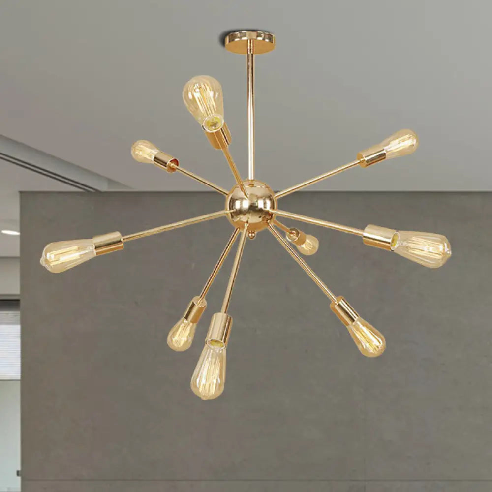 Retro Copper/Chrome Chandelier - Stylish 9/12 Lights Pendant Light For Over Table 9 / Gold