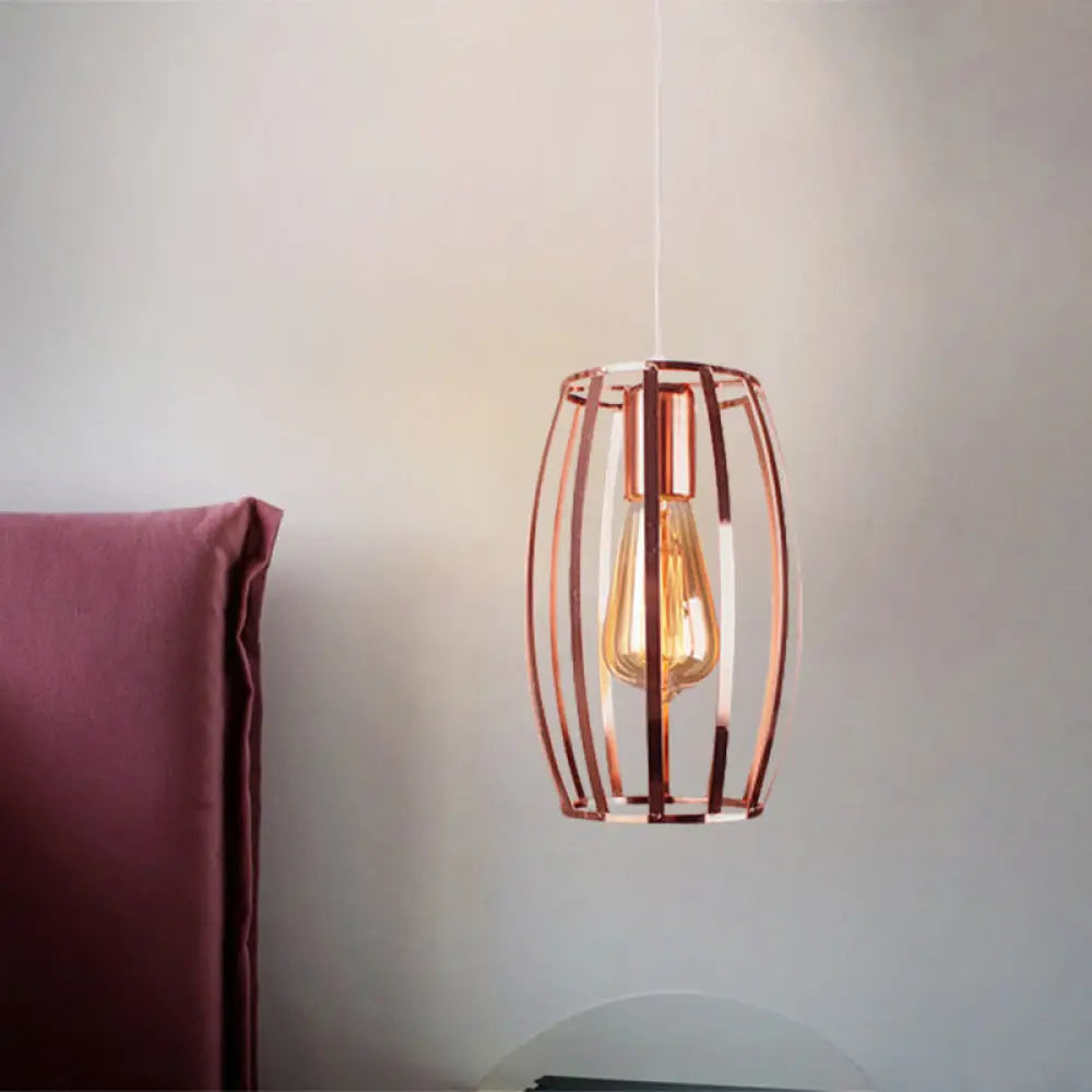 Retro Copper Wire Cage Pendant Light - Stylish Metal Kitchen Hanging Lamp