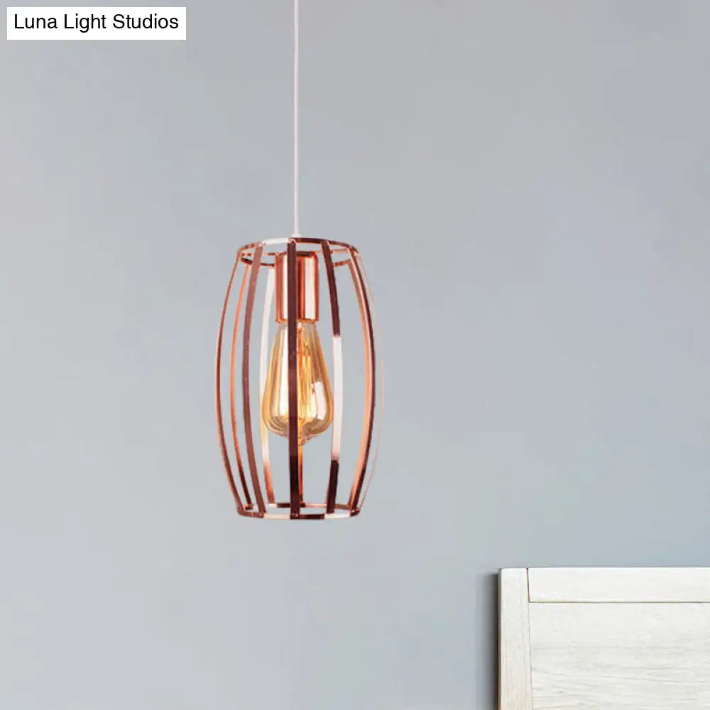 Retro Copper Wire Pendant Light With Oval Shade - Stylish Kitchen Hanging Lamp