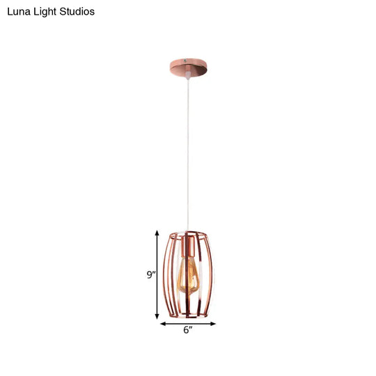 Retro Copper Wire Pendant Light With Oval Shade - Stylish Kitchen Hanging Lamp