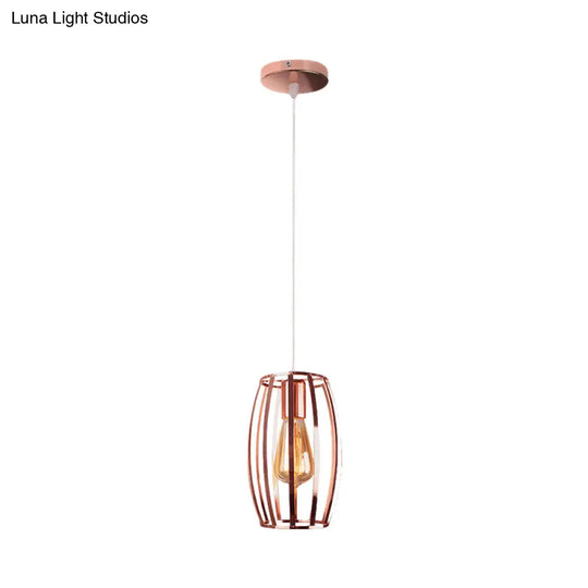 Retro Copper Wire Pendant Light With Oval Shade - Stylish Kitchen Hanging Lamp