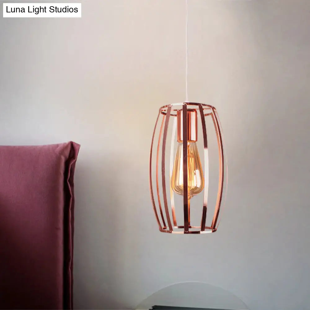 Retro Copper Wire Pendant Light With Oval Shade - Stylish Kitchen Hanging Lamp