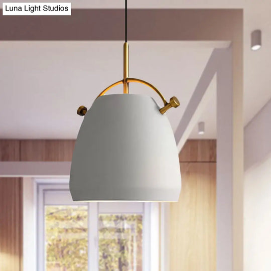 Retro Dome Shade Hanging Ceiling Light - Stylish Metal Pendant Lamp In Black/White 10/11/13 Width